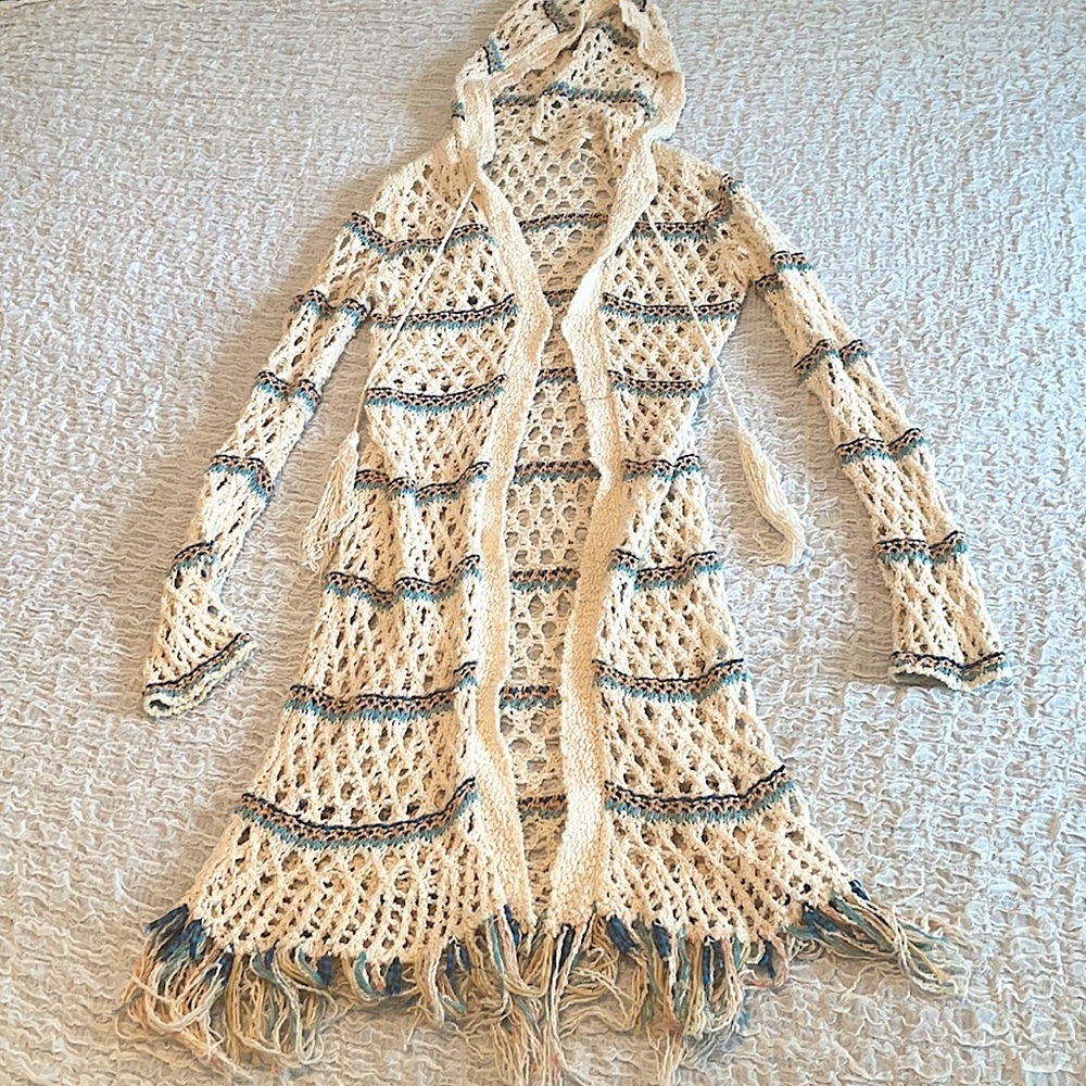 Free People crochet long sweater
